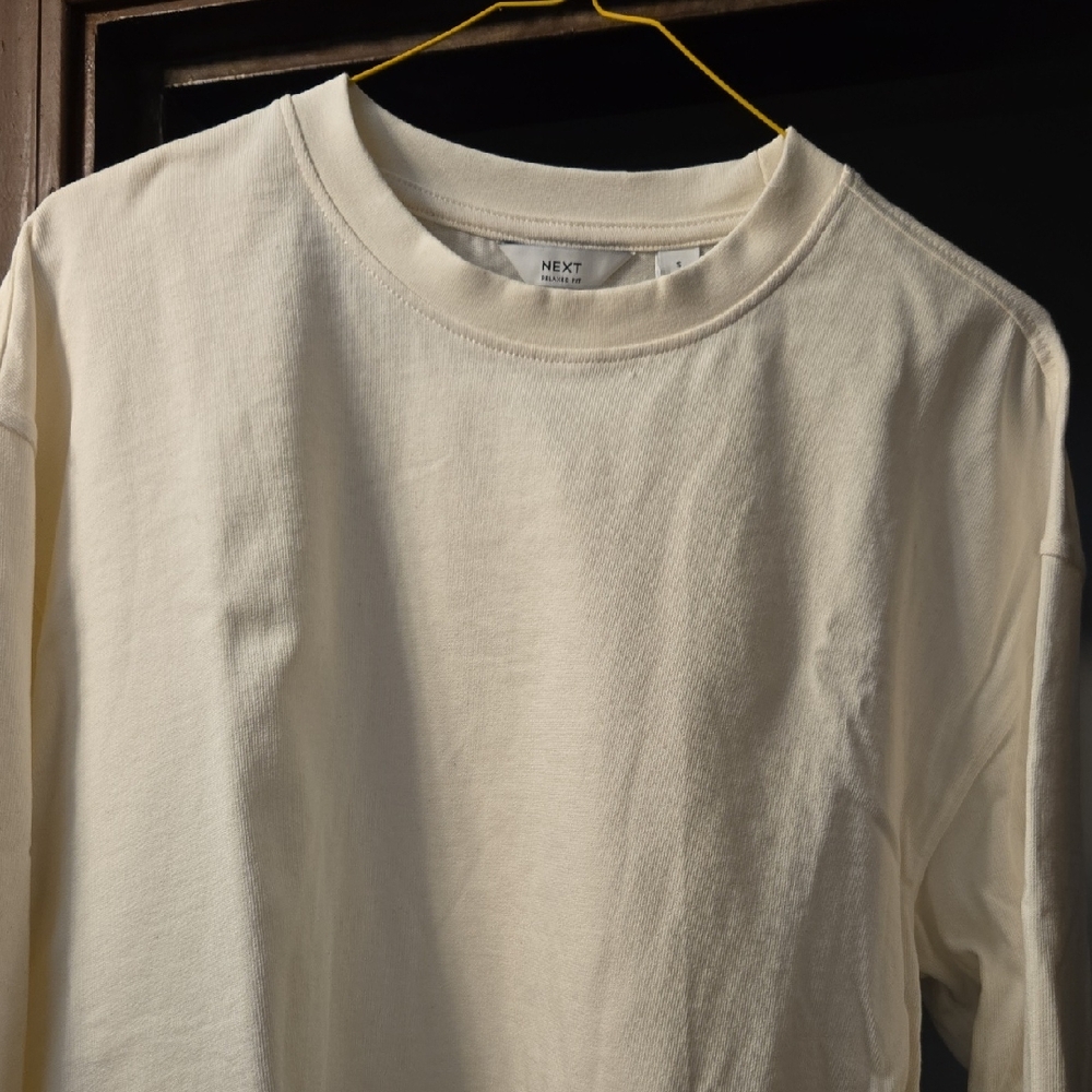 NEXT Men's Off-White Relaxed Fit Long Sleeve Shirt